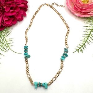 NEW⚜️Turquoise Howlite Gemstone Beaded Chain Necklace